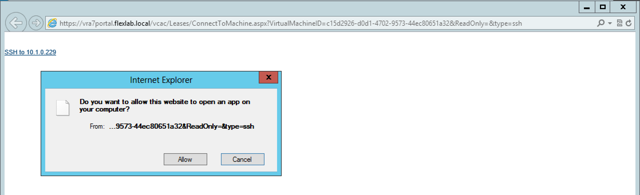 connect-using-ssh-vra7-browser-not-aware-off-ssh